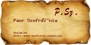 Paor Szofrónia névjegykártya